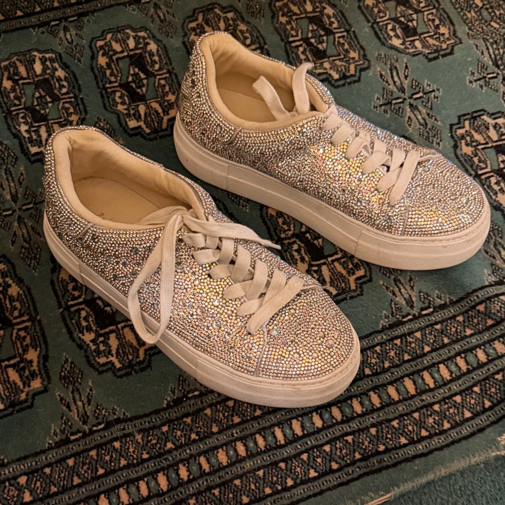 Betsey Johnson Glittering Silver Sneakers